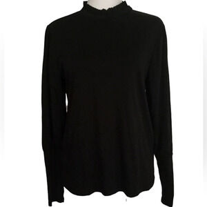 *Excellent Pre-Loved* Scotch & Soda Black Ruffle High Neck Blouse Keyhole Back